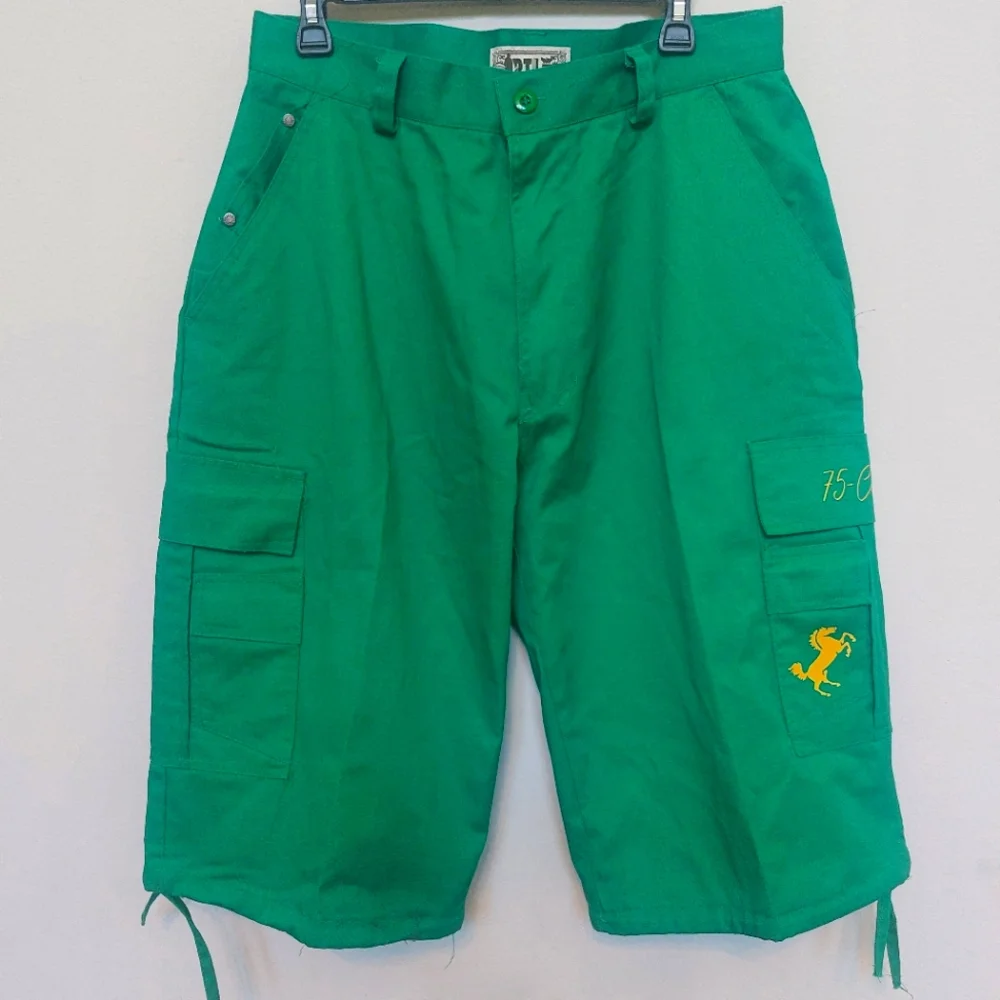 BTL Vintage Y2K Bright Green Cargo Shorts Size Mens 34